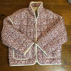 Floral Quilted Jacket with White Trim